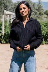 Signe Half Zip Sweater | Black