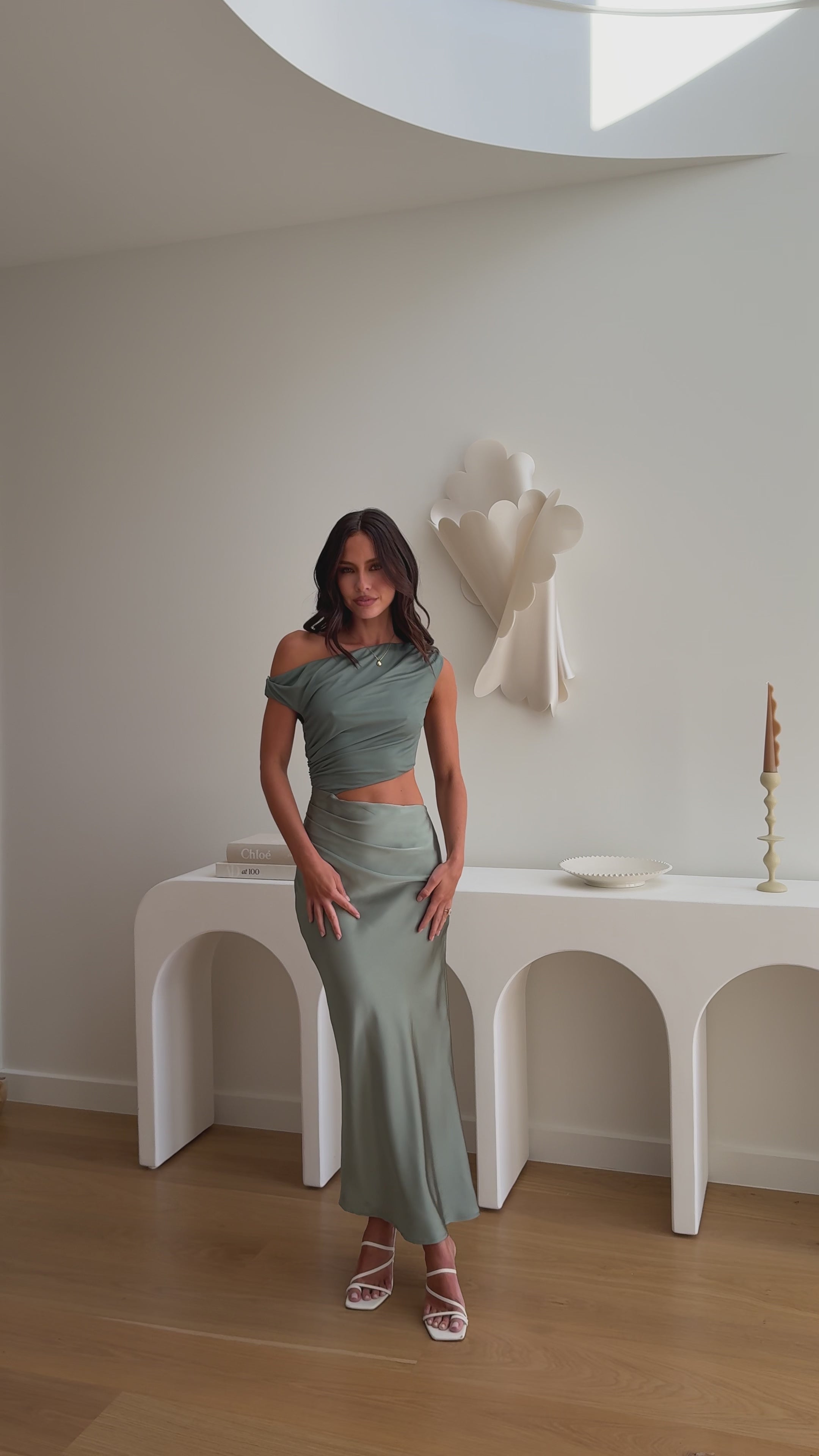 Ruby Asymmetrical Maxi Dress - Sage