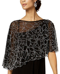 MSK Women's Boat-Neck Embellished-Cape Jersey-Knit Gow