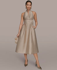 Donna Karan New York Women's A-Line Halter Midi Dress